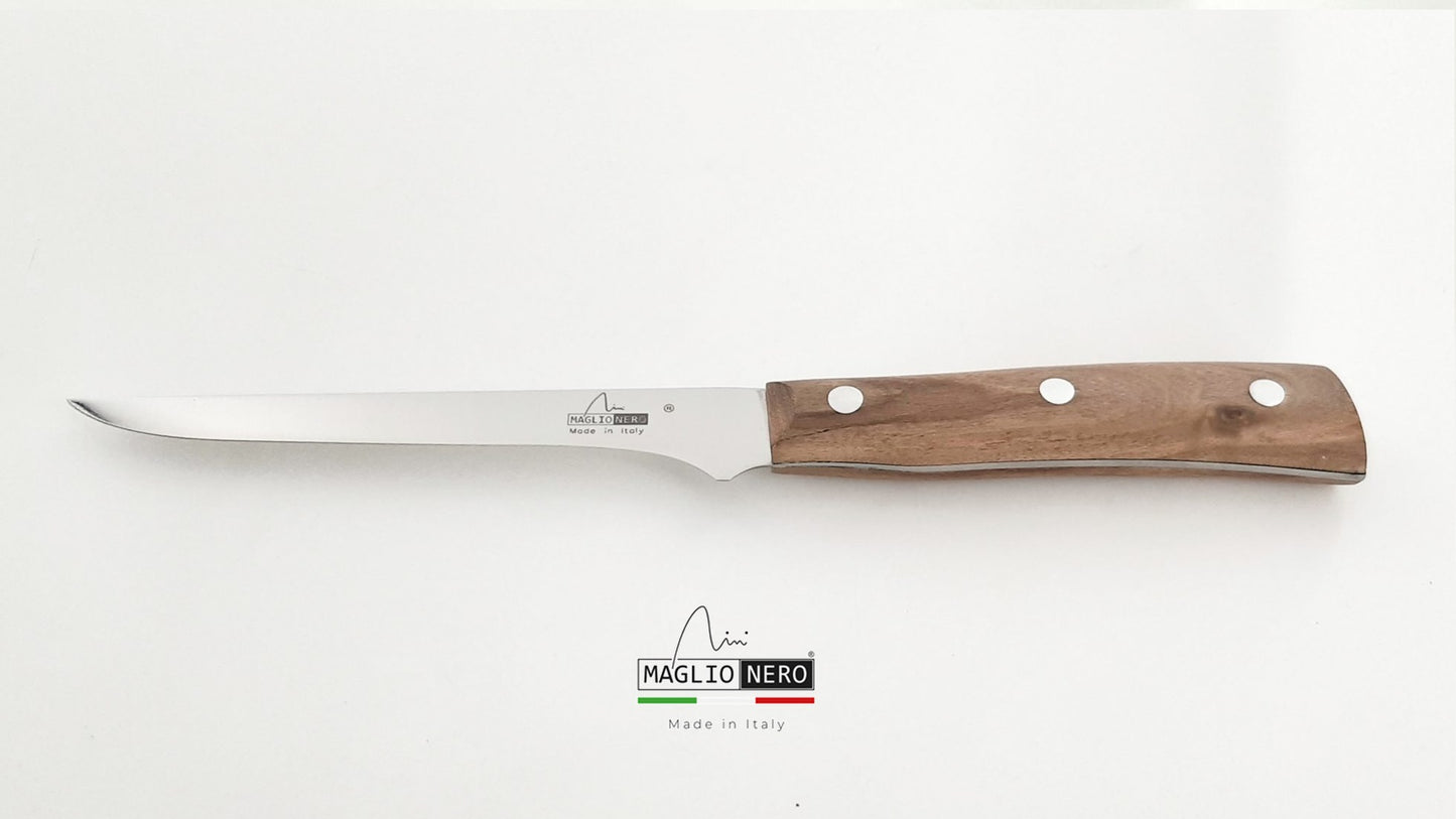 Maglio Nero coltello disosso cm 13 Iside manico in ulivo UV1013