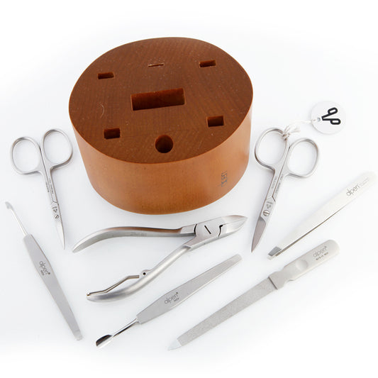 Alpen ceppo in legno ciliegio con strumenti per manicure 6895 r