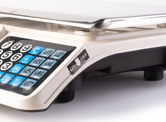 Bilancia digitale calcolo automatico prezzo divisione 0,05/40kg batteria ricaricabile incorporata con display dalla parte cliente