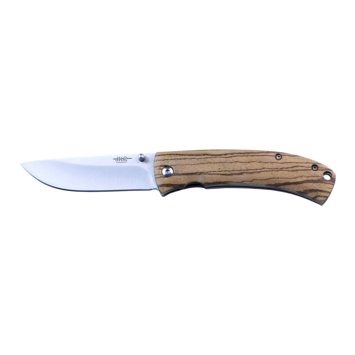 JKR Coltello serramanico manico in legno chiaro lama 8,3 cm JKR0715