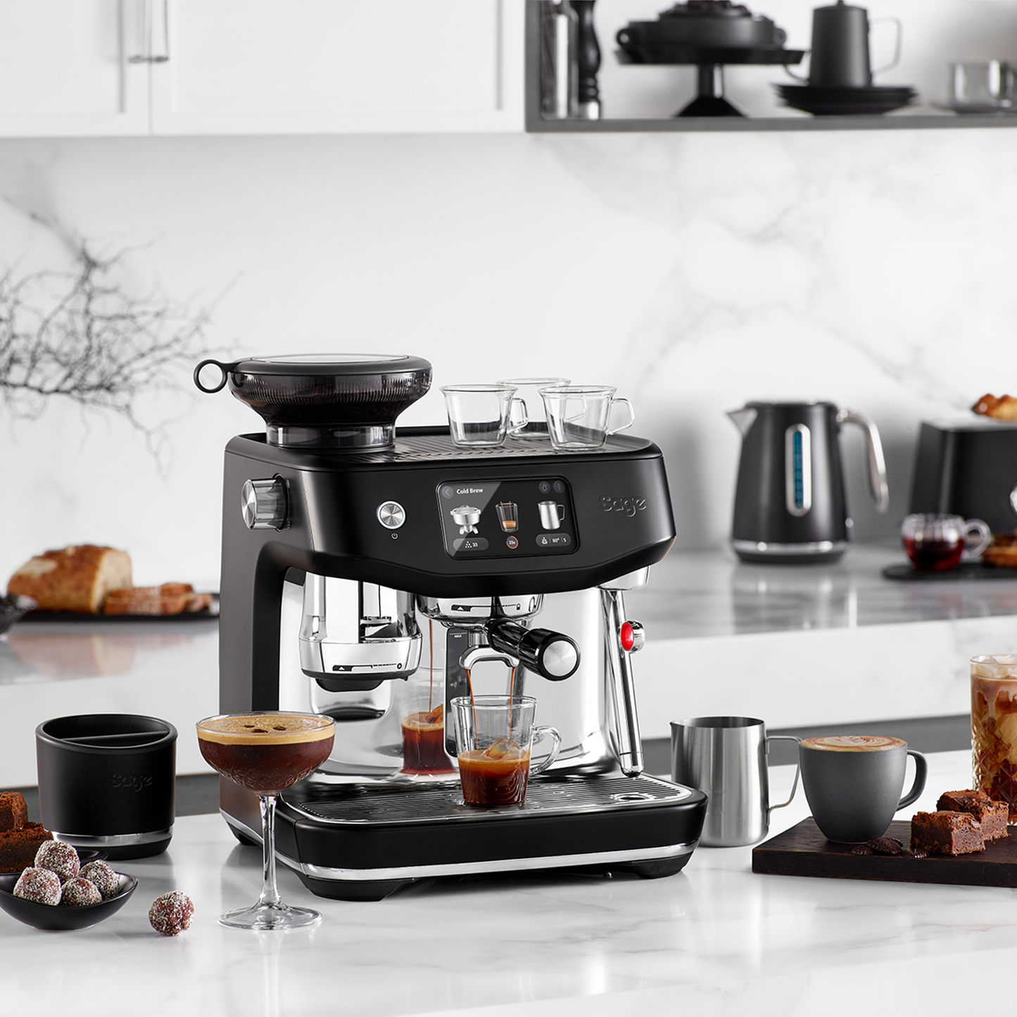Sage the Oracle Jet Tartufo nero caffè perfetto macinatura dosaggio e pressa punto di riferimento per l'espresso SES985BTR4EEU1