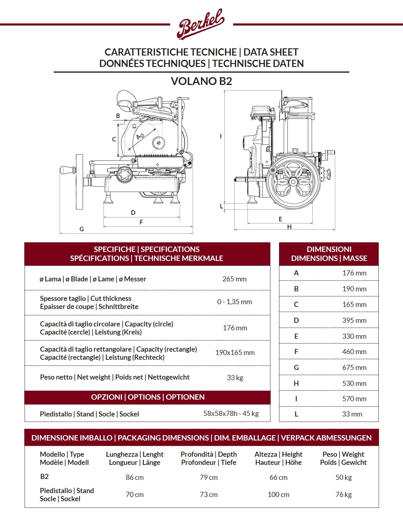 Berkel affettatrice manuale a volano B2 Berkel affettatrice manuale a volano