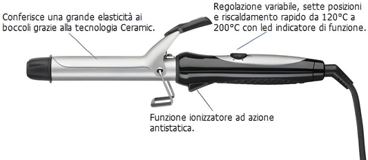 Piastra arriccia capelli in ceramica diametro 25 mm. Moser A.MO4