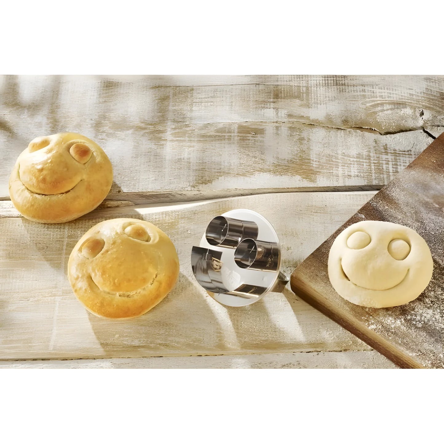 Stampo per fare panini a forma di Smiley diametro 8 cm inox