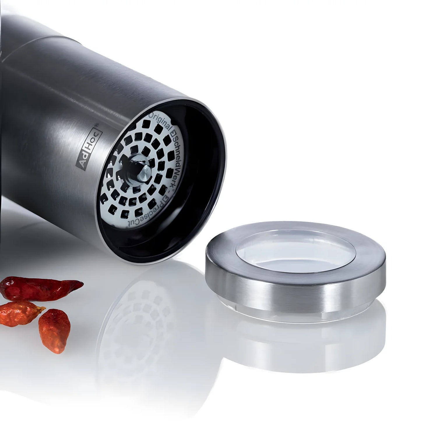 AdHoc Tritapeperoncino "Voyage“ in inox/acrilico cm Ø3,8 x 7,6