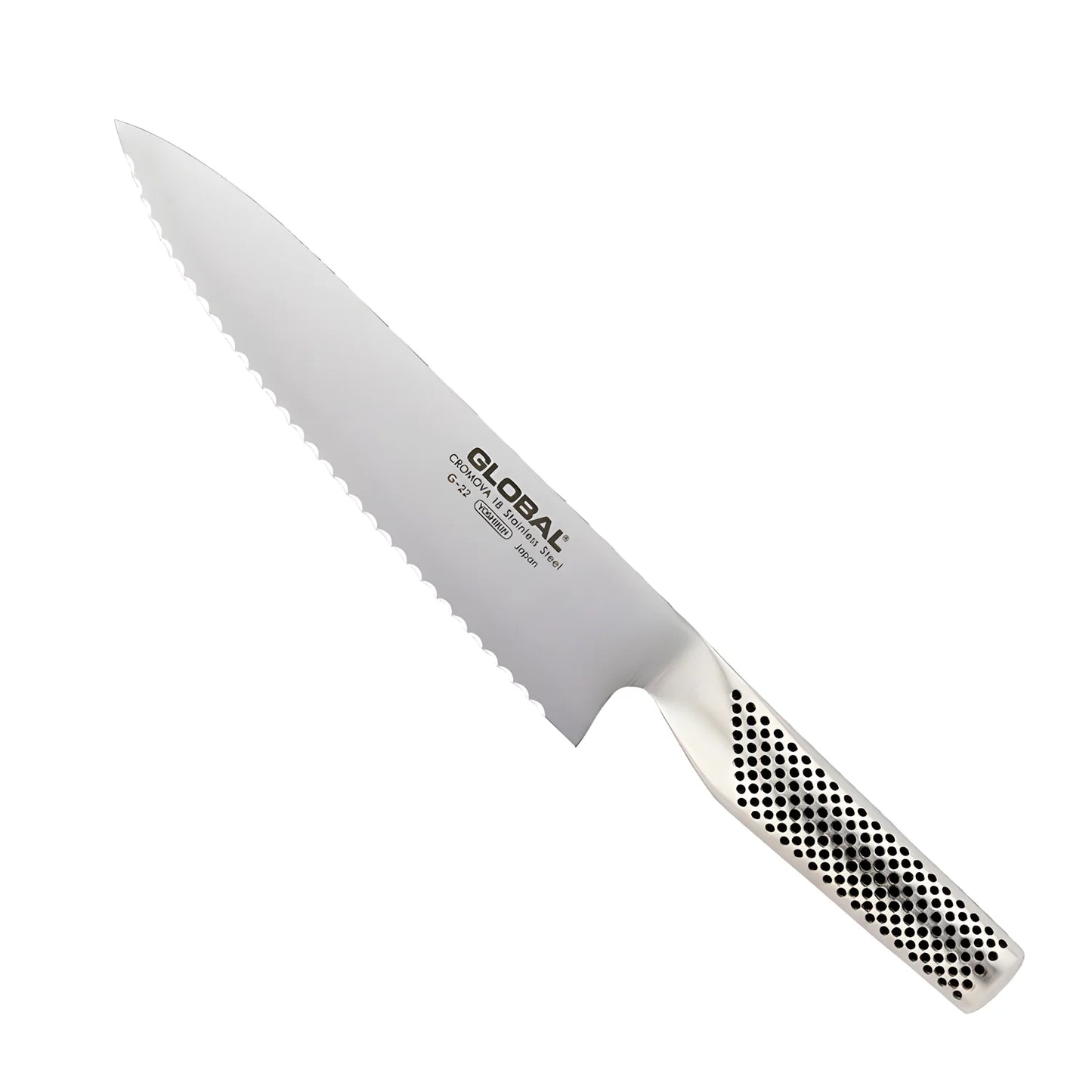 Coltello seghettato ondulato da pane a punta cm.20 Global G-22