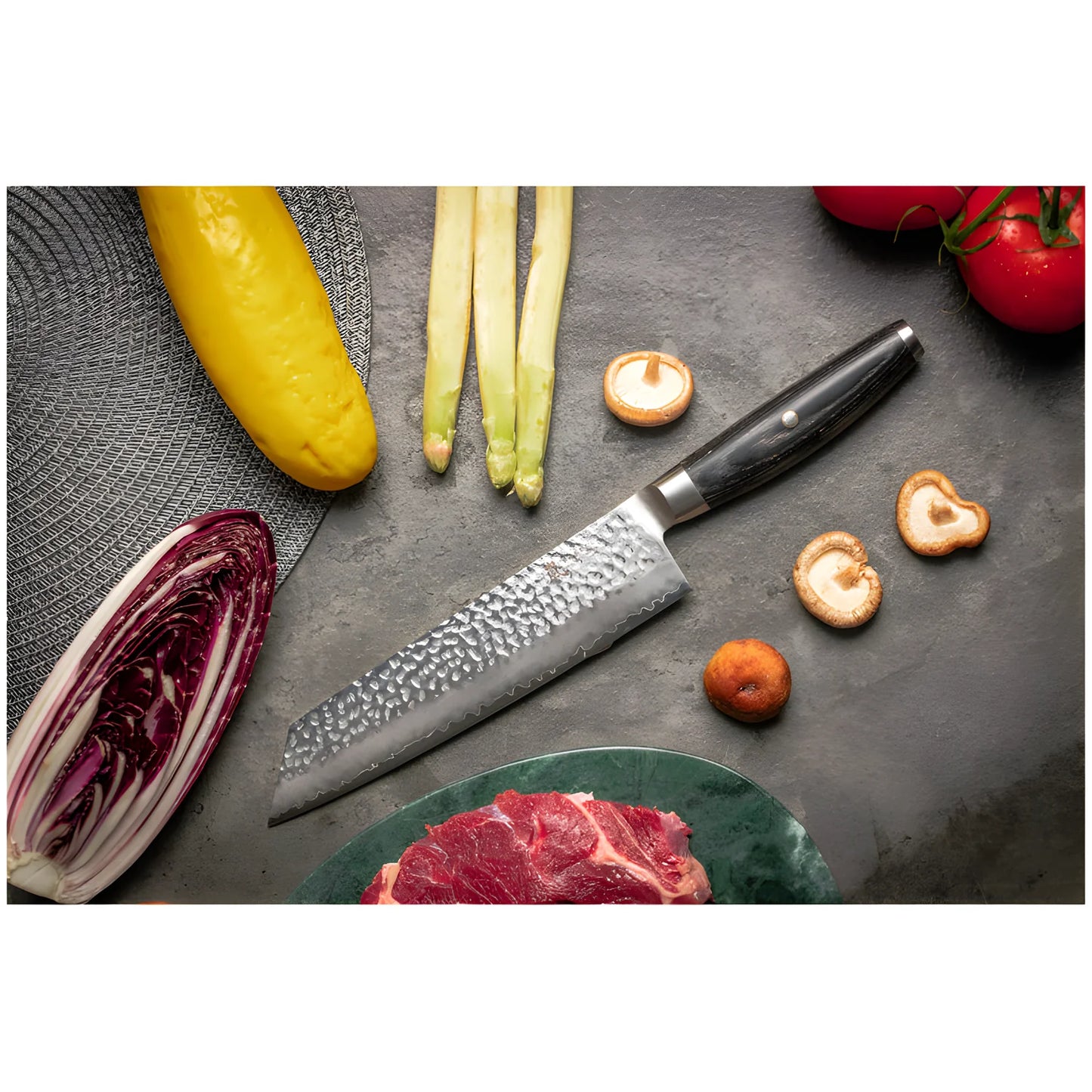 Yaxell KETU Coltello da Cuoco Lama 20 cm – Acciaio SG2 63 HRC, Finitura Martellata