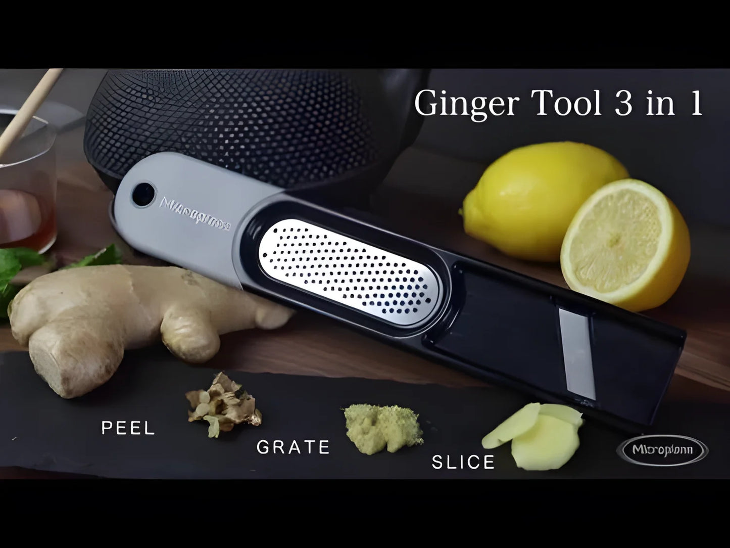 Microplane Grattugia affetta Zenzero 3 in 1