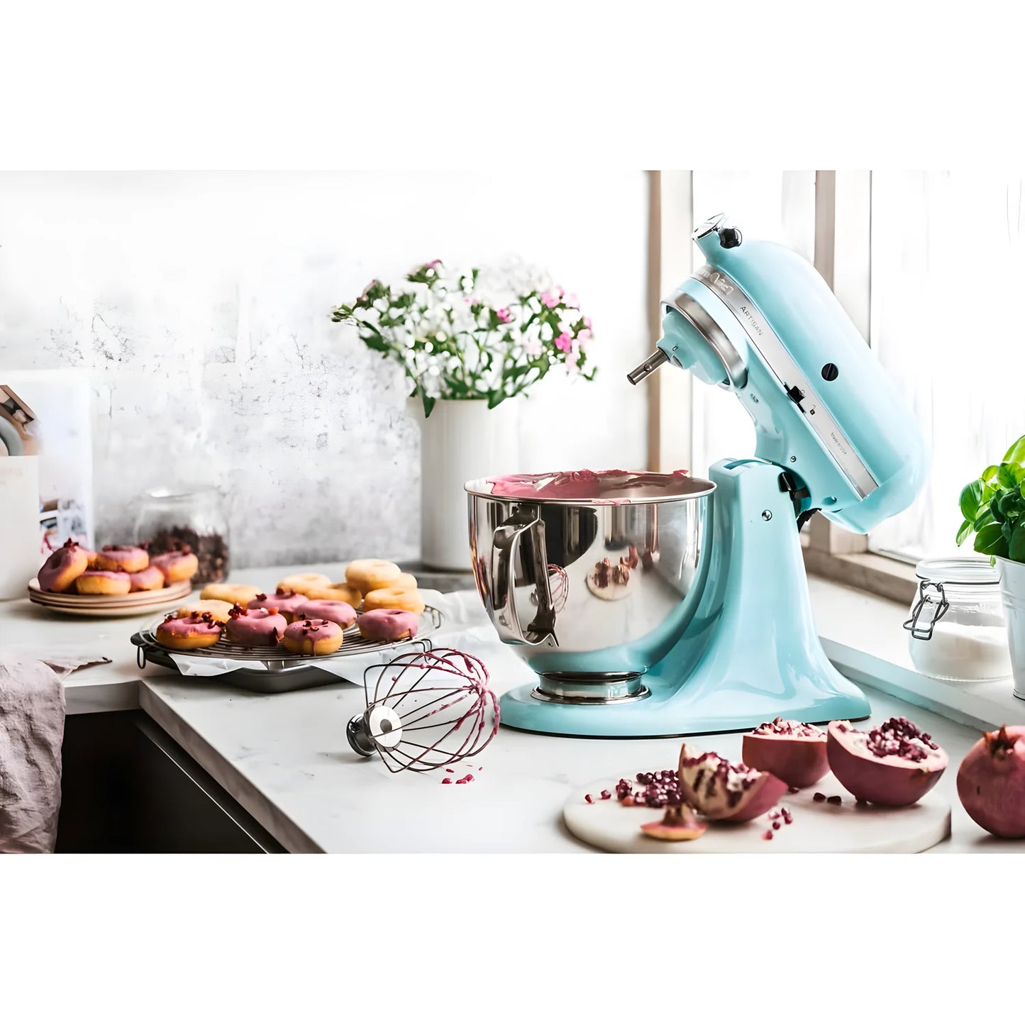 KitchenAid Planetaria Artisan con testa reclinabile 4,8L Blu Ghiaccio + Accessori