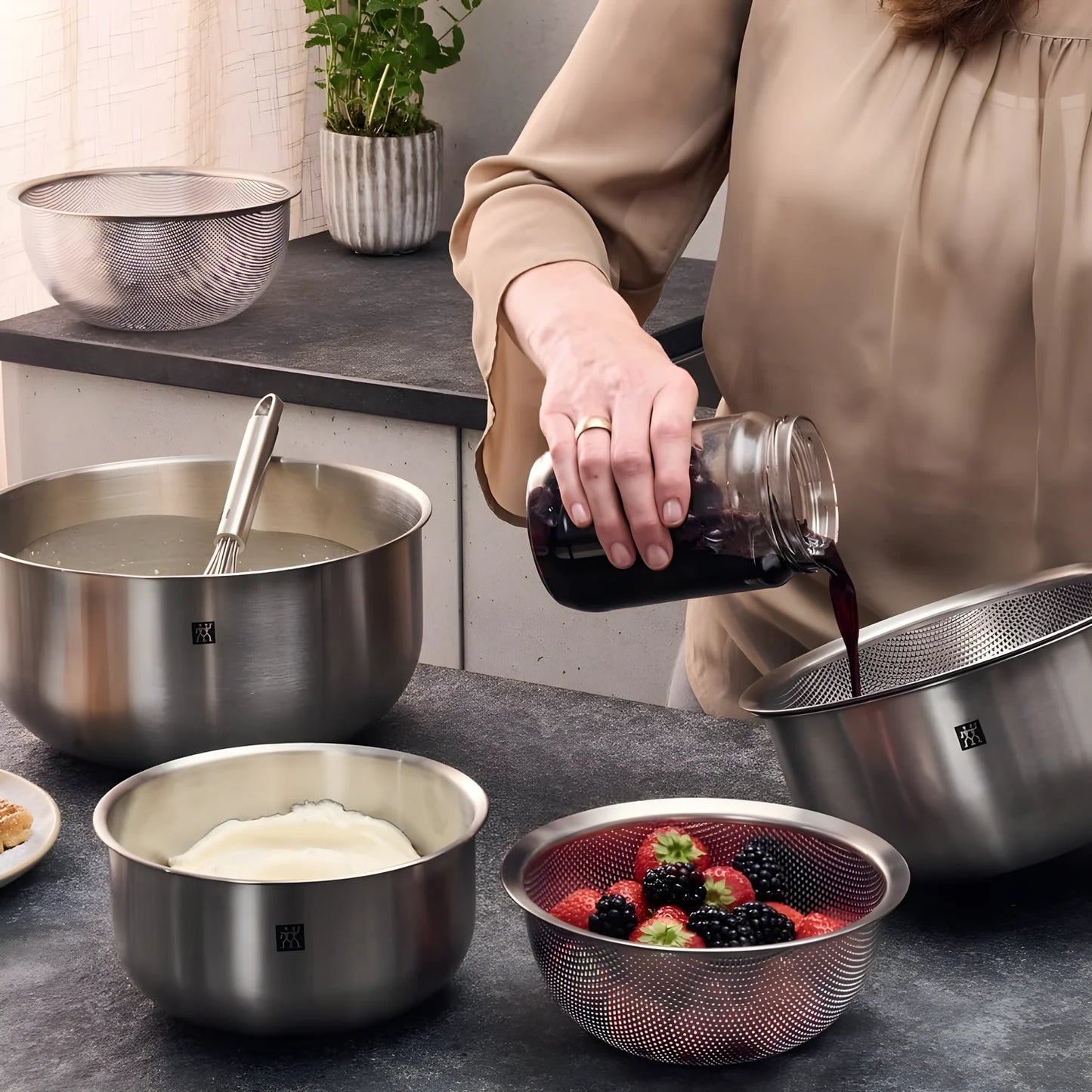 Zwilling Prep Set 3 Colini in Acciaio Inox – Ø 16, 20, 24 cm, Salvaspazio, Art. 643015-01