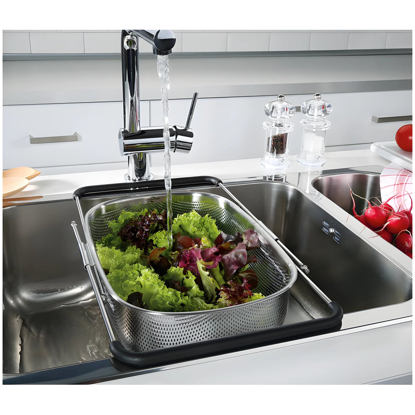 Kuchenprofi Scolapasta rettangolare "Deluxe", con manici allungabili fino a cm 58 dimensione cm 34x24,5x11,5