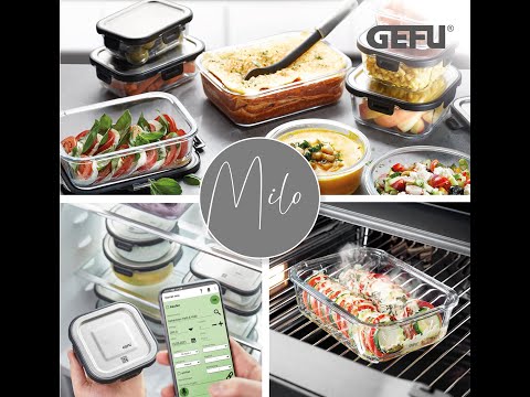 Gefu set di tre contenitore in vetro borosilicato per dispensa con coperchio ermetico impilabile MILO 12799