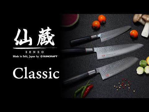 Suncraft Coltello Usuba per verdure martellato damascato 10cm VG10