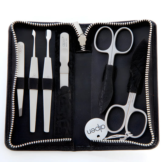 Alpen Set cura della persona Uomo 5 pezzi inox Astuccio Vera Pelle 6914 R