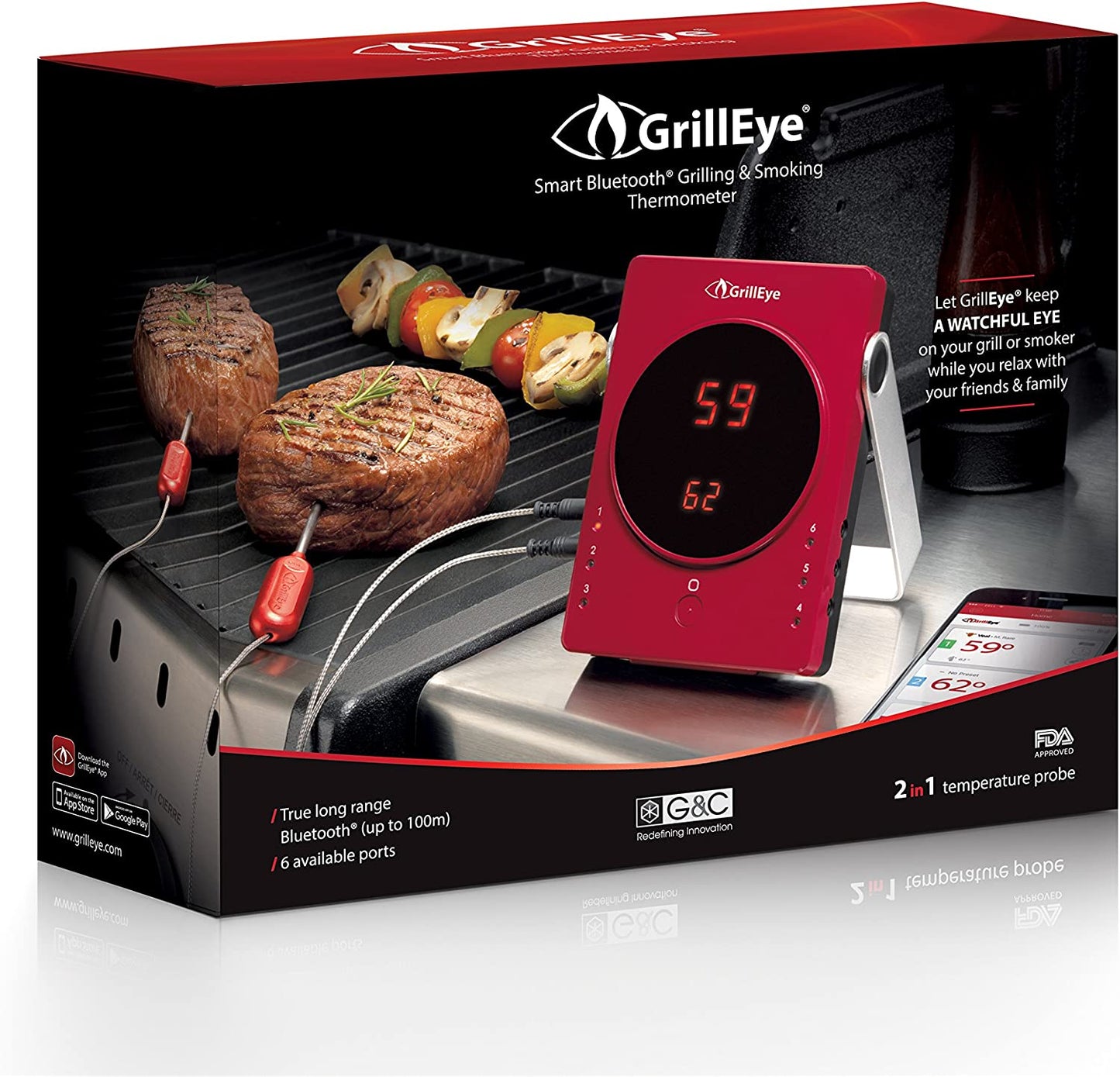 GrillEye termometro smart da cucina bluetooth fino a sei sonde da -40 C a 300 C