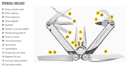Leatherman Pinza multiuso Curl 15 utensili con fodero in nylon