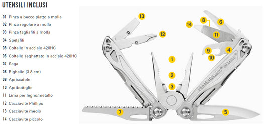 Leatherman pinza multiuso Sidekick 14 utensili con fodero naylon LTG831439