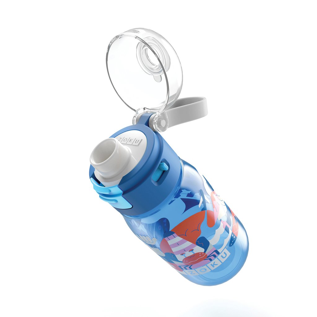 Zoku bottigli borraccia blu per bambini con tappo automatico 202