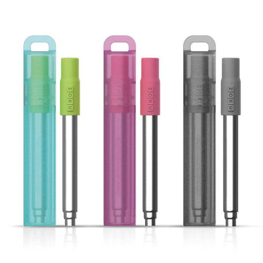 Zoku cannuccia tascabile telescopica in acciaio inox grigia