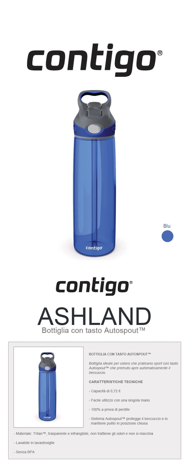 Bottiglia Contigo ideale per chi pratica sport CNG ASH BL