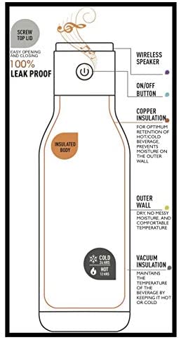 Asobu bottiglia termica wireless con altoparlante 500 ml bianca