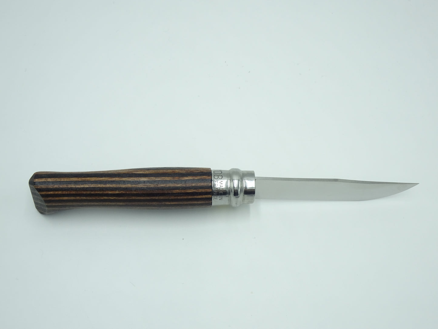 Opinel coltello n°8 Luxe impugnatura Betulla Lamellato Marrone