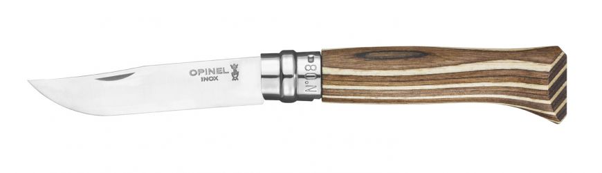 Opinel coltello n°8 impugnatura Betulla laminata scuro