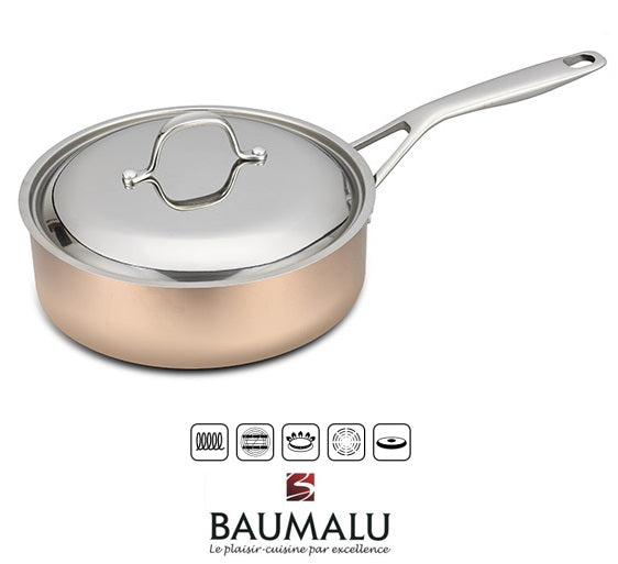 Mezza Casseruola rame inox B'chef induzione 28 cm con coperchio