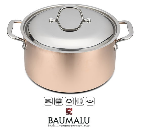 Casseruola rame inox B'chef induzione 24 cm con coperchio