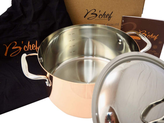 Casseruola rame inox B'chef induzione 24 cm con coperchio
