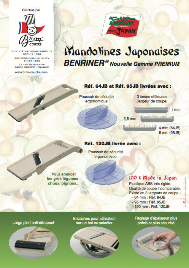 Benriner Mandolina Giapponese con 3 lame larga 64mm modello 64JB