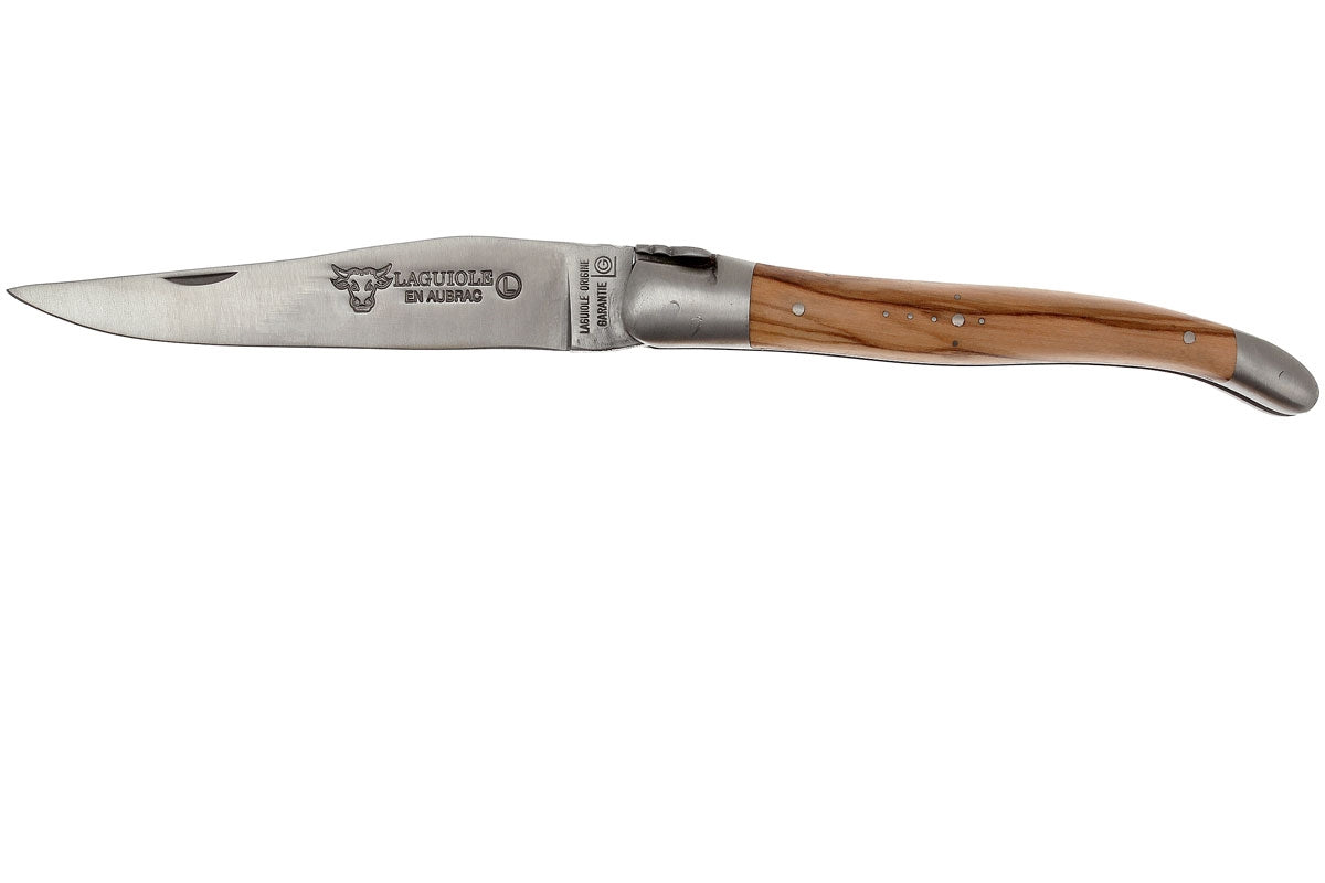 Laguiole en Aubrac coltello impugnatura olivo inox satinato