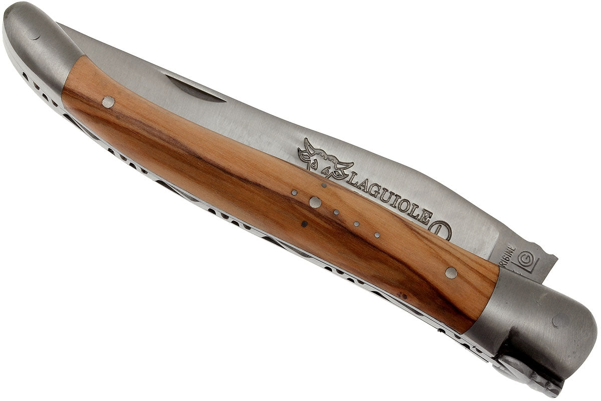 Laguiole en Aubrac coltello impugnatura olivo inox satinato