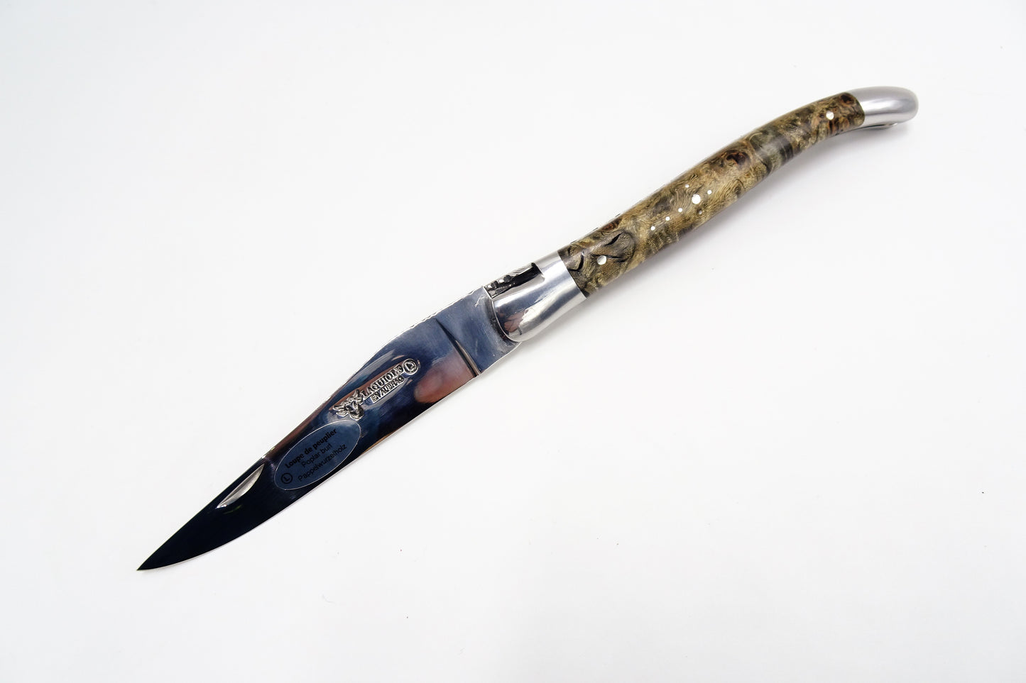 Laguiole en Aubrac coltello impugnatura Radica Pioppo annerita
