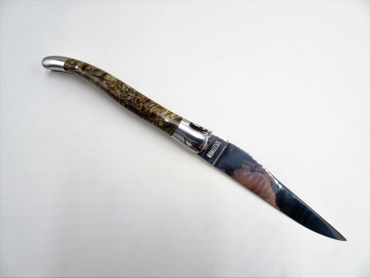 Laguiole en Aubrac coltello impugnatura Radica Pioppo annerita