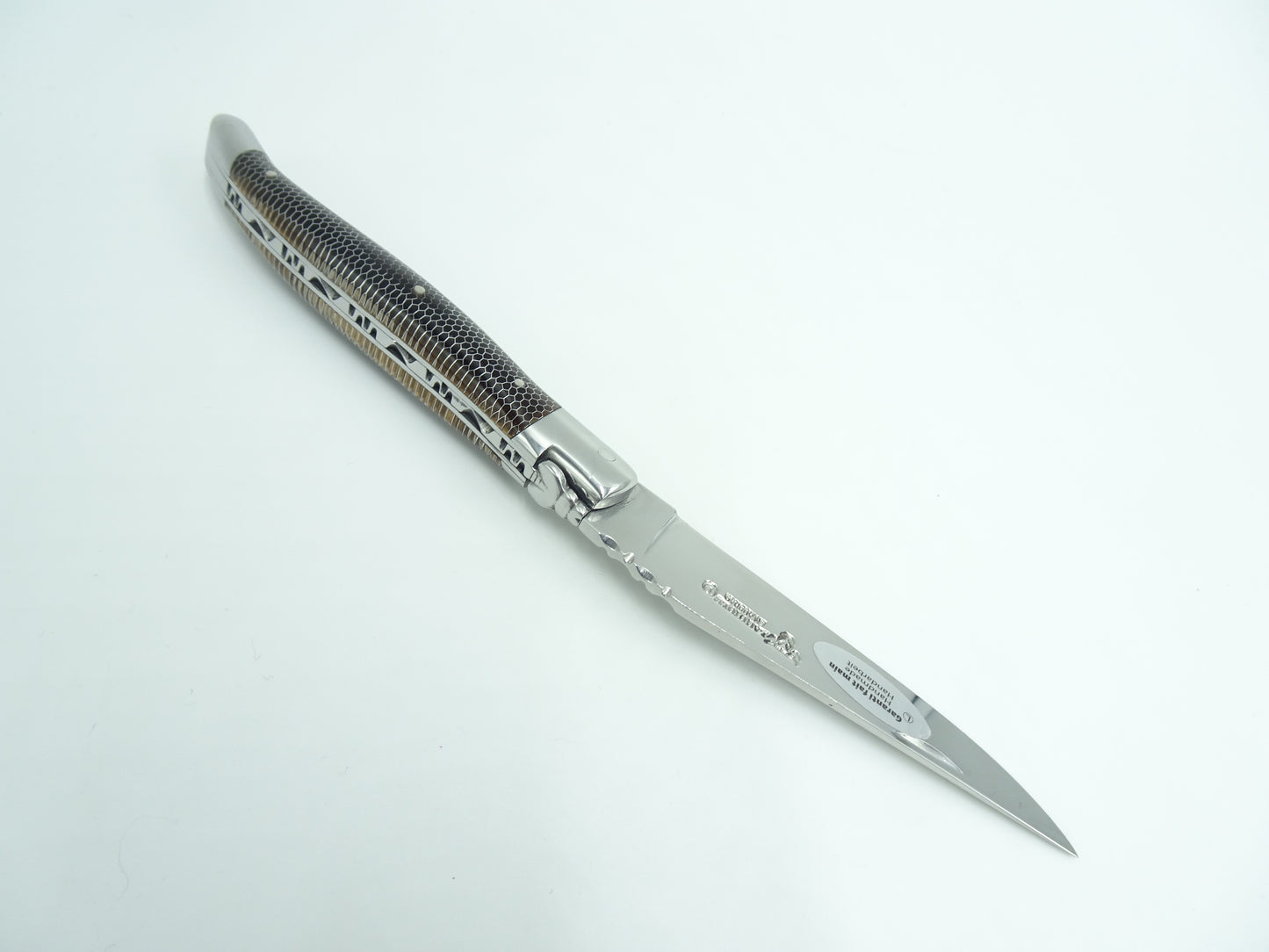 Laguiole en Aubrac coltello impugnatura a nido d'ape arancione
