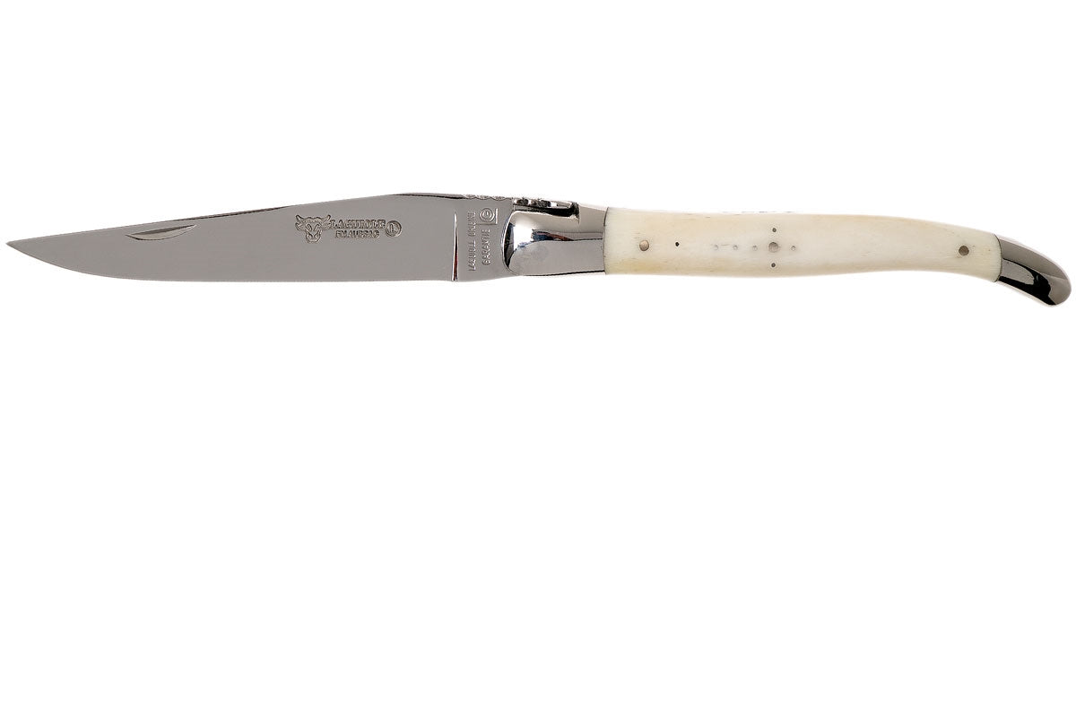 Laguiole en Aubrac coltello impugnatura punta di corno bianco
