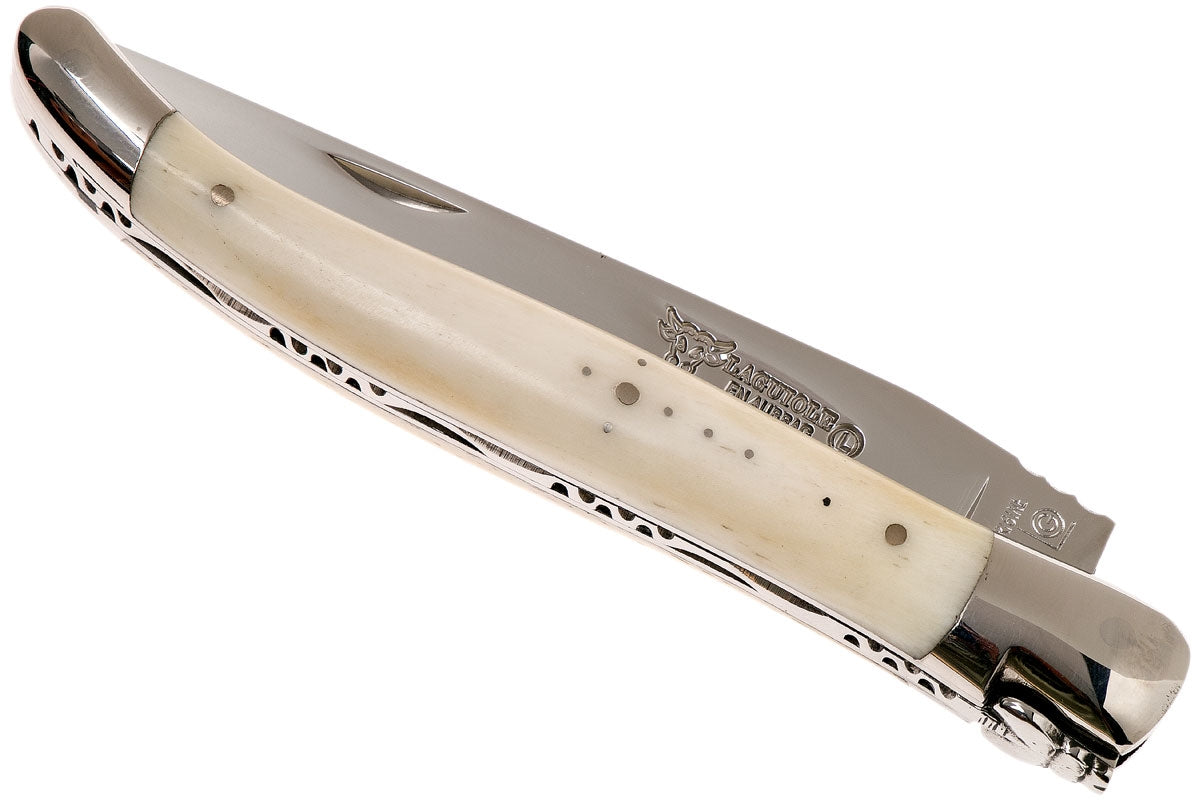 Laguiole en Aubrac coltello impugnatura punta di corno bianco