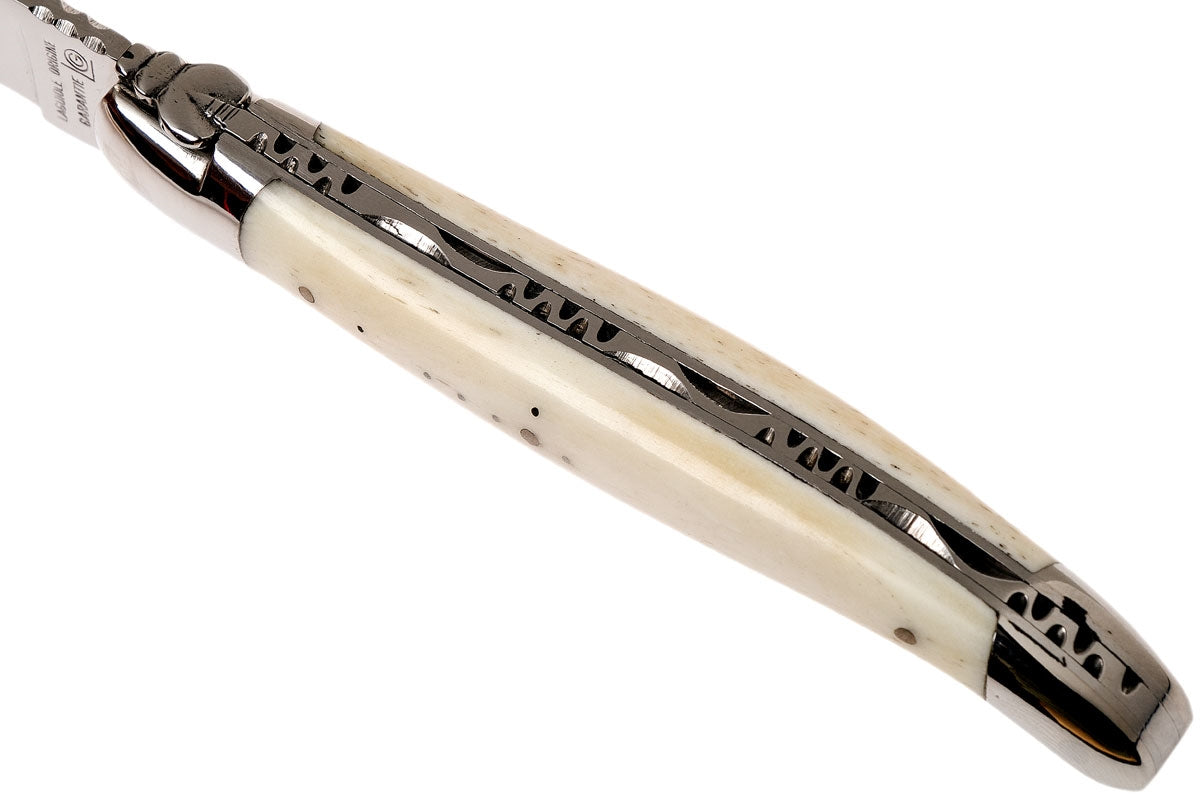 Laguiole en Aubrac coltello impugnatura punta di corno bianco