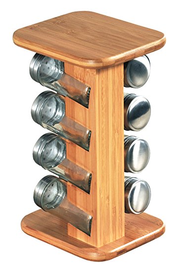 Porta spezie girevole in bambù con 8 contenitori Kesper
