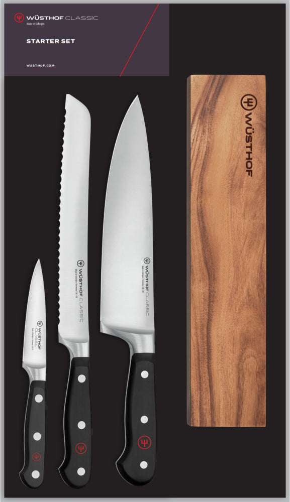 Wusthof set di tre coltelli Classic forgiati con barra magnetica