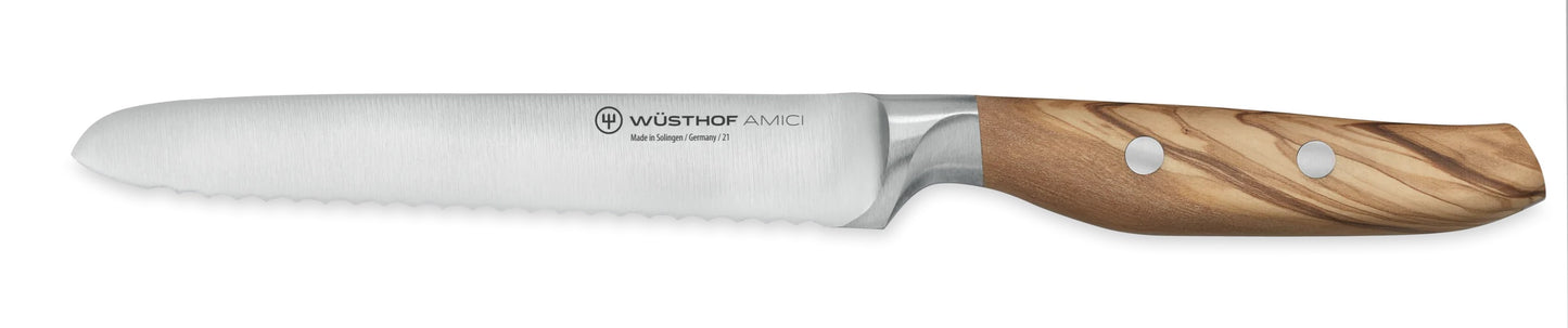 Wusthof Coltello lama dentata Amici 14 cm impugnatura in ulivo