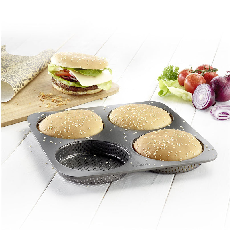 Westmark teglia perforata per 4 panini da Hamburger di 12 cm