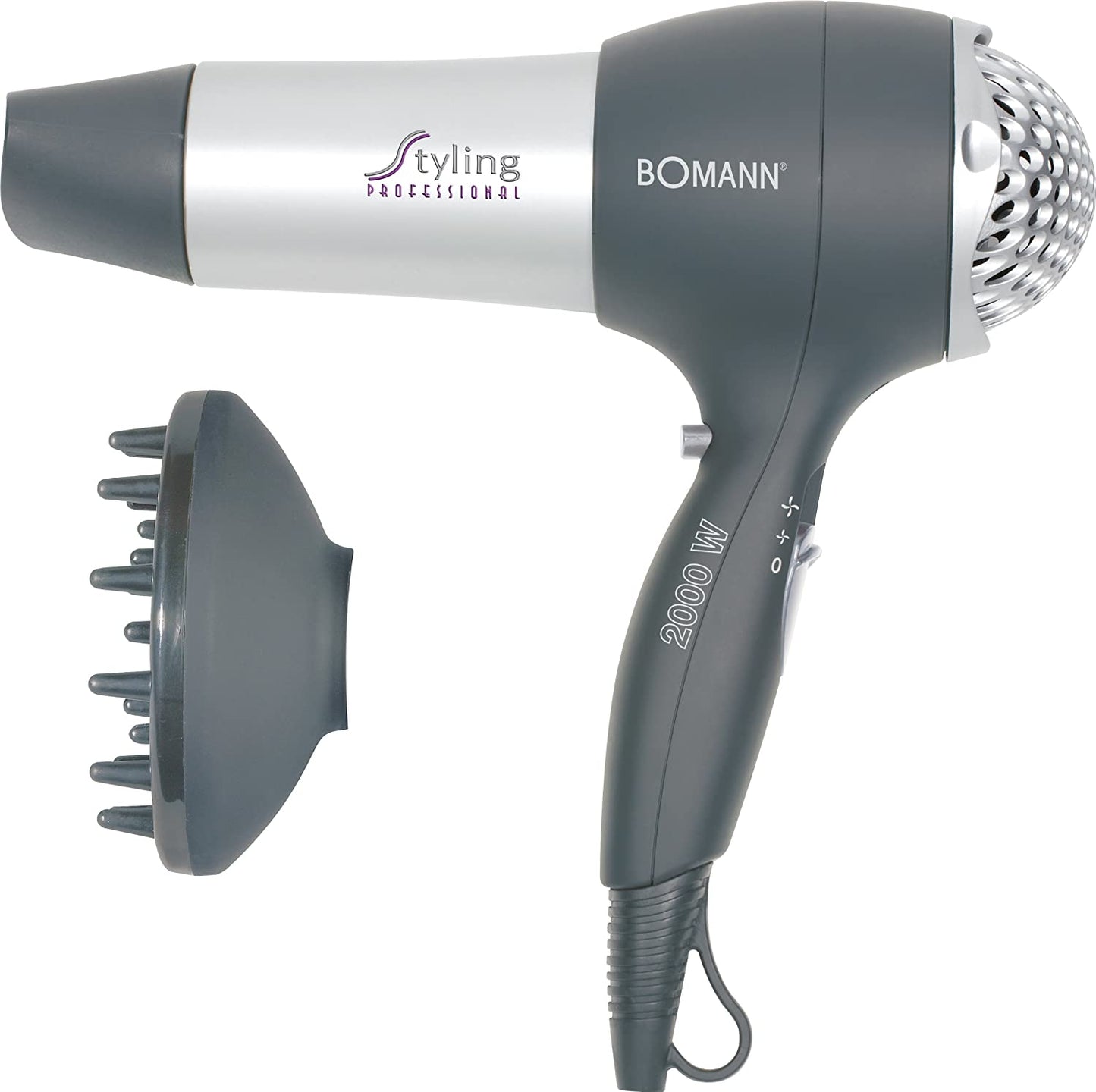 Bomann asciugacapelli professionale 2000W con diffusore HTD889CB