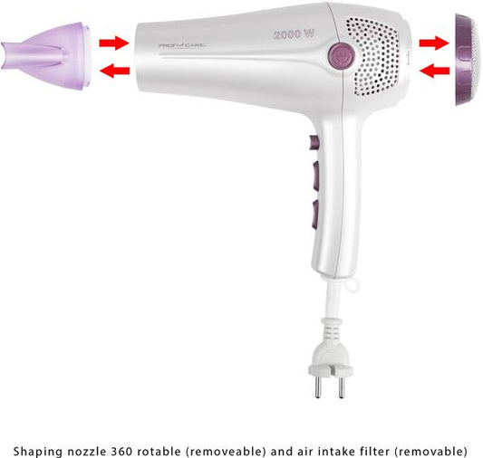 Asciugacapelli professionale 2000 Watt ProfiCare PC-HT 3020