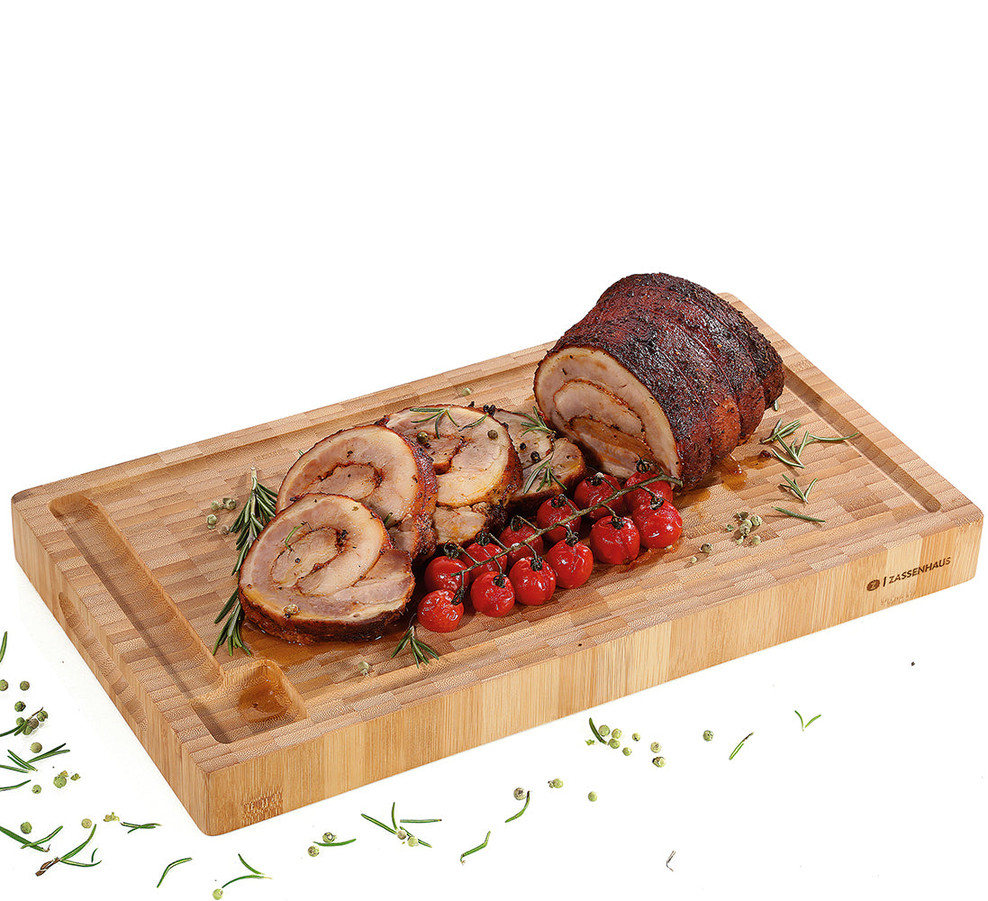 Zassenhaus Tagliere masselo di bambù rettangolare con scanalatura cm 45x25x4