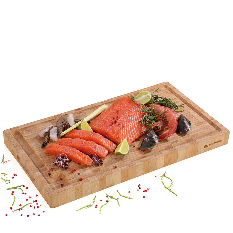 Zassenhaus Tagliere massello di bambù rettangolare con scanalatura cm54x30x4