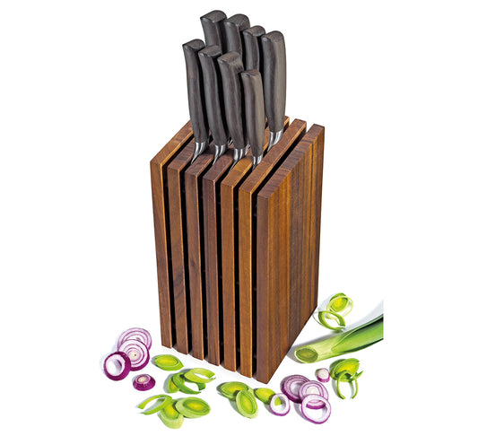 Zassenhaus Ceppo coltelli quadrato cm 13x13x26 noce scuro