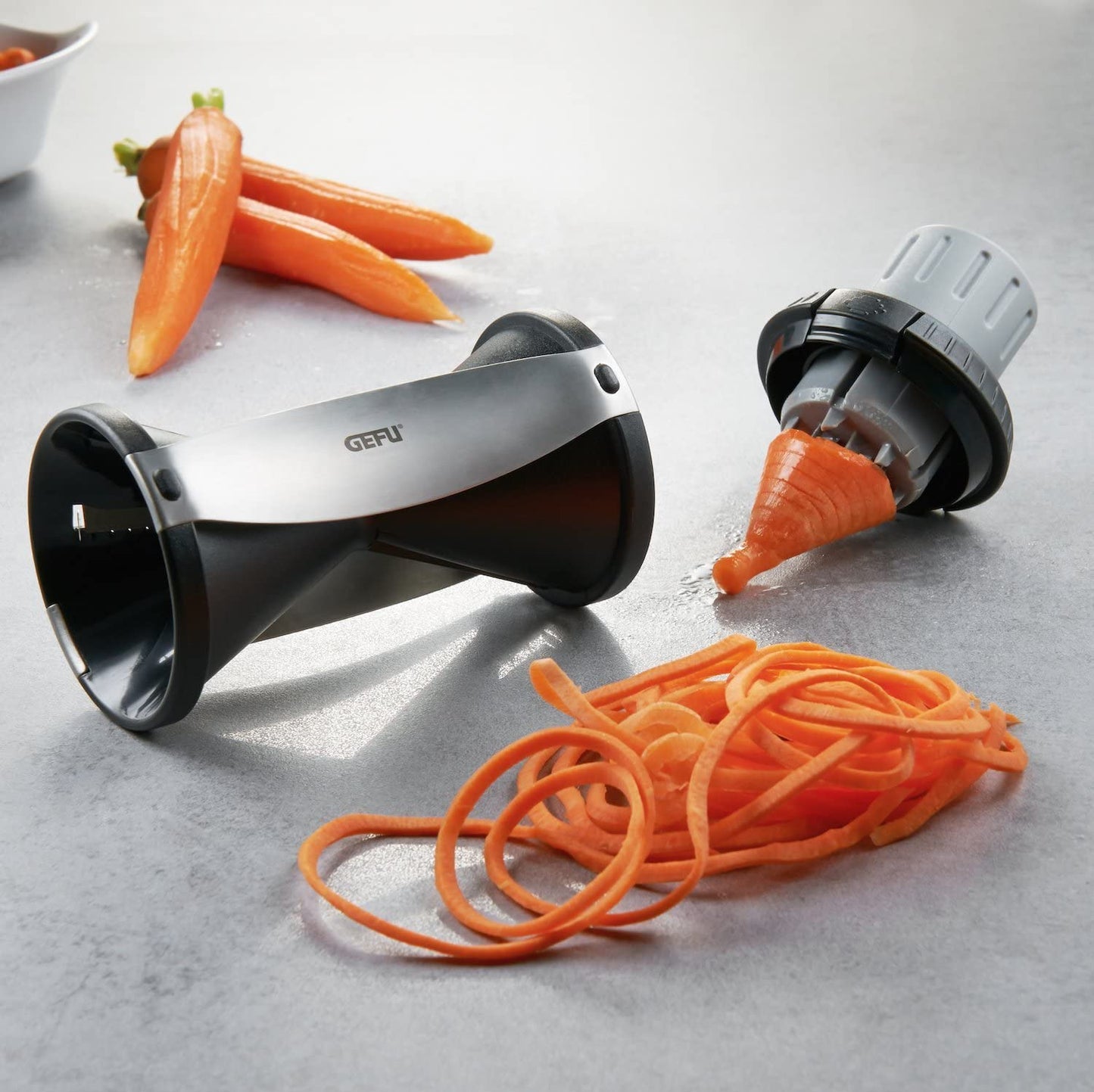 Gefu affettatrice spirale per vegetali + pelapatate e scovolino