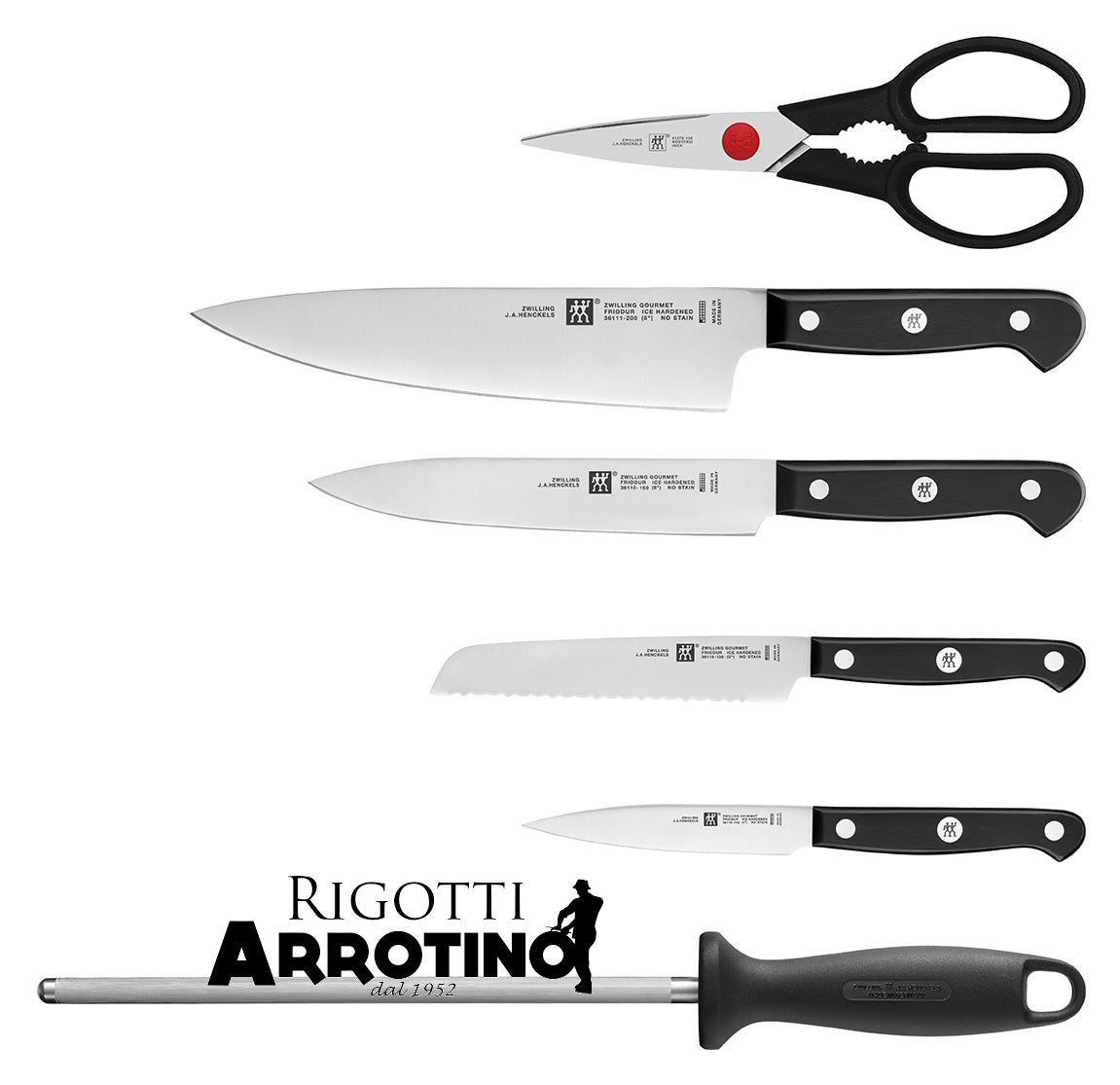 Ceppo in legno naturale 6 pz coltelli Zwilling Gourmet 36131-002